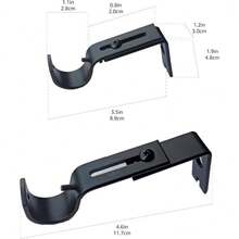 Paquete de 2 soportes ajustables para barra de cortina de metal, negro, ancho de instalación 7–11 cm, apto para barras de hasta 25 mm de diámetro, montaje en pared para barras de cortina - Negro - Ver 6