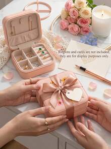 1pc Small Portable Jewelry Organizer Box.Can Be Used As A Feminine Jewelry Storage Box.Floral Initials Women's Jewelry Box.Small Item Storage Bag. - Flowers - View 8