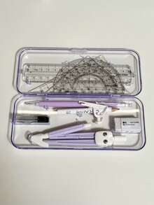Set esencial de brújula y regla para estudiantes de vuelta a la escuela, regla triangular, transportador, herramientas de dibujo, artículos de papelería para exámenes y estudio, regla de dibujo profesional con soporte multifunción para bolígrafo - Conjuntos - Ver 16
