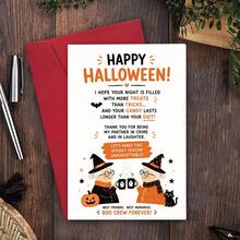 Greeting Cards And Envelopes: Fun Halloween Greeting Cards, Witch Friends Toasting With Text "Happy Halloween", Suitable For Best Friends, Cute Illustration Style Halloween Holiday Greeting Cards - Red - View 4