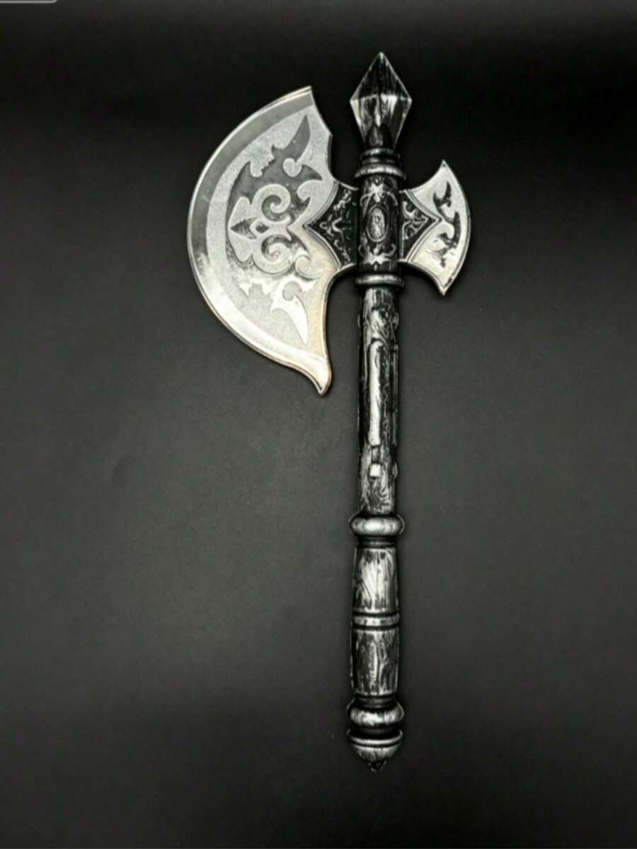 1 Stück Halloween dunkler Stil Cosplay Streitaxt Requisite Waffe für Party Aufführung, handbemalte Axtkopf [handbemalt, Farbe kann ungleichmäßig sein, beeinträchtigt die Verwendung nicht] - Verschiedenfarbig - Übersicht 1