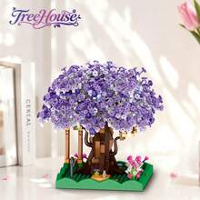 New 3-Color Cherry Blossom Treehouse, Miniature Treehouse Building Block Toy Set, Plastic Micro-Particle Brick Construction Toy, 3D Model Building Blocks, Suitable For Home Decor, Christmas Gift, New Year Gift, Halloween Gift - Multicolor - View 5