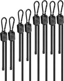 8 Pcs 48 Inch Adjustable Carabiner Bungee Cords With Hooks, Effortlessly Adjusts From 7" To 48", Heavy-Duty Black Bungee Straps With UV Protection & Superior Stretch For Cargo, Bikes, Luggage, Carts, Trucks & More - Black - View 3