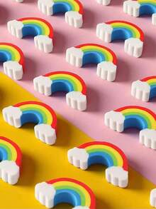 50pcs Rainbow Erasers, Fun Rainbow Erasers, Themed Erasers - Cute Erasers Perfect For Office, Home And Workplace Use. They Are Also Great As Prizes, Birthday Gifts And Perfect For Holiday And Themed Party Decorations. - Multicolor - View 7