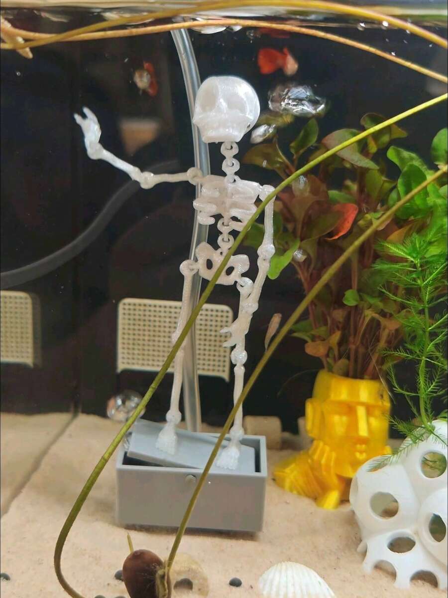 Halloween Dancing Skeleton Ornament, Fish Tank Dancing Air Pump, Fish Tank Decoration Accessory