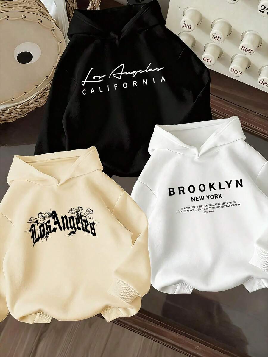 3pcs-Tween Boy 3 Pieces Set Fun Print Pullover Sweatshirt, Warm And Comfortable Thermal-Lined Pullover Pullover Sweatshirt For Autumn/Winter - Black - View 1