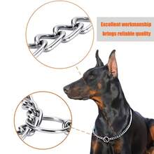 AKAPET Stainless Steel Dog Collar, Dog Chain Collar, Dog Metal P-Shaped Adjustable Chain Collar, Pet Training Dog Chain - Silver - View 6