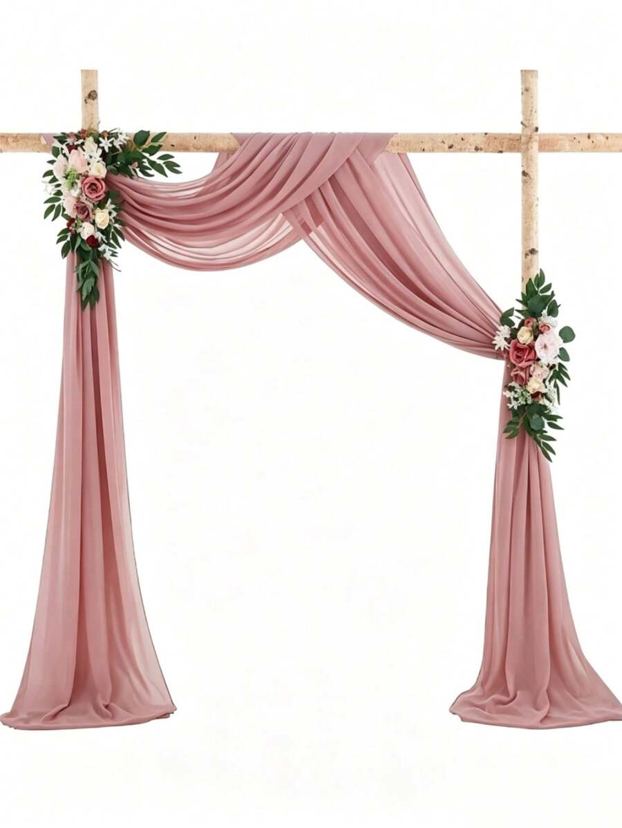 Arched Hanging Fabric Half Panel 4.4 Yards Lightweight Background Curtain Suitable For Party, Ceiling, Wedding Arch, Reception Area, Christmas And More Decorations - Lotus Root Pink - View 1