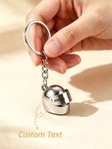 Personalized Stainless Steel Motorcycle Helmet Keychain, Fashionable Helmet Shaped Keychain, Customized Engraved Name Letter Amulet Key Ring Bag Pendant Keychain, Unique Birthday Gift, Christmas Gift, Back To School Gift For Bicycle Enthusiasts - Black - View 14
