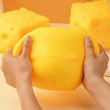 New Giant Cheese Squeeze Toy, Flour Filled, Square Cheese Ball Squeeze Toy, Realistic Bread Texture, Slow Rebound TPR Shell, Stress Relief Toy, Perfect Gift For Birthday, Christmas, Halloween, Easter - Multicolor - View 3