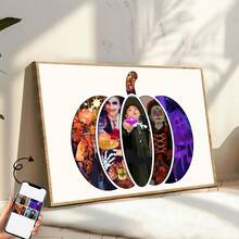 1pc Custom Halloween Customized Wall Art Gifts, Pumpkin Halloween Photo Collage Custom Poster For Room Gifts, Gifts For Halloween Lovers, Halloween Wall Art, Halloween House Decorations, Room Decor Aesthetic, Halloween Decor,Optional Frame. - Multicolor - View 10