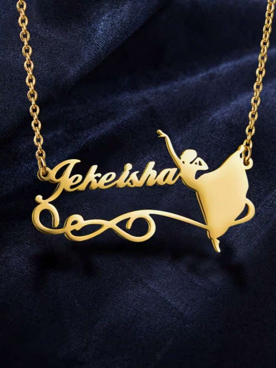 Collar con colgante de baile de acero inoxidable personalizado - Regalo para el Día de la Madre, regalo para la hermana, regalo de alta gama para el Día de San Valentín, cumpleaños, graduación, conmemorativo, collar con nombre personalizado de 1-12 letras, adecuado para mamá, niñas, hermanas, regalo de alta gama - Multicolor - Ver 1