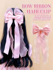 1pc Extended Bow Hair Clip, Side Hair Hoop, Front Fringe Clip, Princess Style Women's Hair Accessory, Beach Accessory - Multicolor - View 3