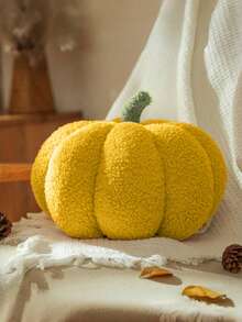 1 Stück Kürbis-Zierkissen, Halloween-Kürbis-Dekokissen, weißes geformtes Kissen, geeignet für Herbst-Raumdekoration Geschenk, Teddy-Fleece süßes Halloween-Kissen, Herbst-Heim-Schlafzimmer-Kissen, Feiertags-Weihnachts-Halloween-Thanksgiving-Geschenk - Gelb - Übersicht 2