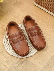 Children's Casual Loafers, Slip-On Moccasin Daily Walking Shoes - Brown - View 2