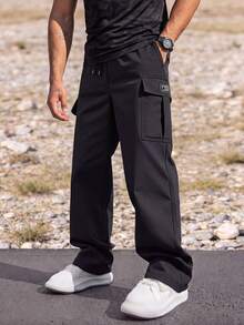 Men's Autumn Multi-Pocket Cargo Pants Outdoor Commute Tech Cargo Long Pants Sports - Black - View 1