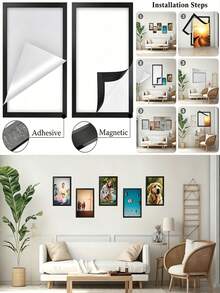 A4 Size Magnetic Photo Frame, A4 Magnetic Self-Adhesive Photo Frame, Self-Adhesive Magnetic Photo Frame, Magnetic Wall-Mounted Photo Frame, Replaceable Wall-Mounted Photo Frame, Magnetic Poster Display Rack; Suitable For Displaying Artwork, Can Be Installed On Refrigerator Surface; Perfect For Displaying Photos, Memos And Artworks; Easy To Use; Can Be Securely Fixed To Various Smooth Surfaces; Great Choice For Birthday/Graduation Gifts. Halloween Decor, Fall Decor, Fall Home Decor, Wedding Decorations, Christmas Home Decor, - Multicolor - View 5