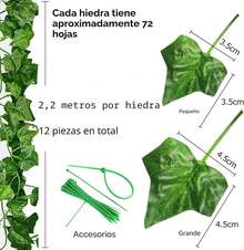Decorative Artificial Plants, 12-Piece Set, 2.2 Meters Total Length. Suitable For Decorating Kitchens, Weddings, Balconies, Offices, And Gardens - Green - View 3