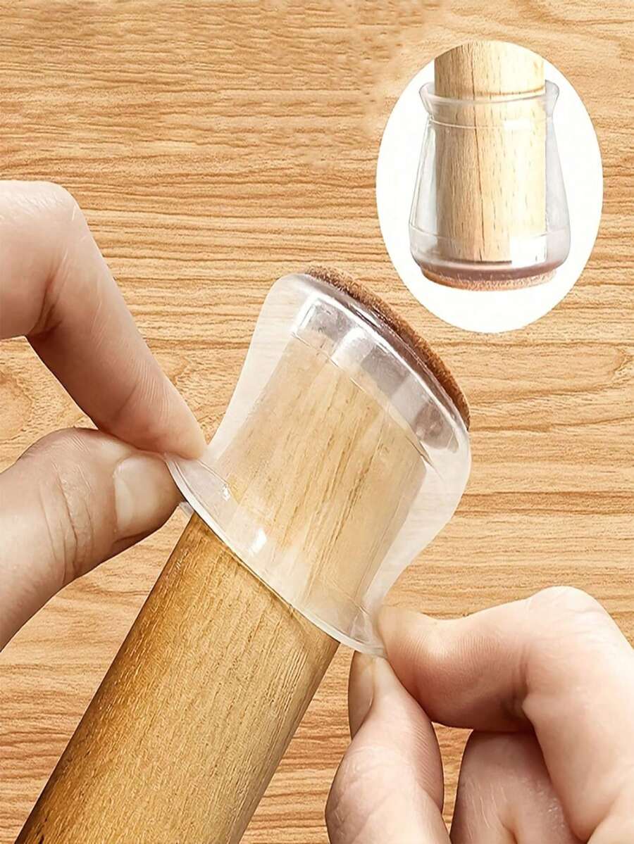 20pcs Anti-Slip Chair Leg Caps, With Felt Lining, Transparent Silicone Floor Protectors, Suitable For Restaurant, Hotel, Cafe, Bedroom, Living Room, Etc., Anti-Slip And Quiet, Please Refer To Size Chart To Choose According To Your Needs - Multiple Styles - View 1