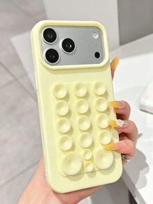 1pc Solid Color Suction Cup Anti-Drop Phone Case, TPU Material, Cocok Sebagai Hadiah Liburan, Kompatibel Dengan Apple 11/12/13/14/15/16 Pro / Pro Max /14/15/16 Plus / 17 - Kuning - View 2