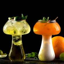 1-6 piezas Vasos de vidrio con forma de hongo, Vasos de vidrio transparente con forma de hongo para bebidas, Cristalería de diseño creativo para fiestas, Adecuado para KTV, Club y Restaurante, Vidrio de borosilicato resistente al calor, Reutilizable, Adecuado para jugo, té con leche y talla grande, Solo lavar a mano, Suministros creativos para fiestas - transparente - Ver 10