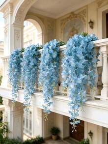 20/1 Stück künstliche blaue Glyzinie, hängende künstliche Glyzinienranken, künstliche Blumen für den Außenbereich, Heimdekoration, Feiertagsdekoration, Blumenrankendekoration, Außendekoration, Gartendekoration, Hochzeitsdekoration, Party, Gartenparty, vielfältige Innen- und Außendekoration, geeignet für alle Jahreszeiten - Babyblau - Übersicht 4