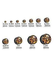 2pcs Leopard Print Acrylic Ear Gauges Double Flare Ear Plugs Cartilage Piercing Jewelry - Shiny - View 4
