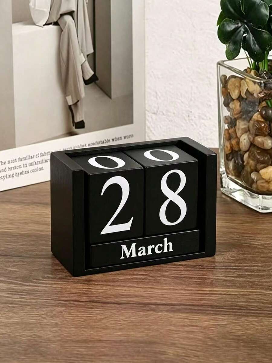 3pcs(Base + Metal Rod + Character Card)Set Nordic Minimalist Creative Flip Calendar, Desktop Decorative Calendar, Suitable For Home Living Room Dining Table, Coffee Table, Office Desk Decoration - Housewarming Gift,Christmas Decoration Set