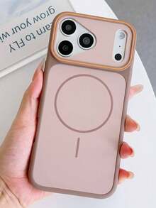 CteGlodrix 1 Buah Casing Ponsel Magnetik Tekstur Matte Blok Warna Kompatibel Dengan iPhone 17 Pro Max, 16 Pro Max Baru, Perlindungan Penuh, Tepi Lembut, Tahan Guncangan, 15/14 Pro Premium, 13/12 - Coklat - View 1