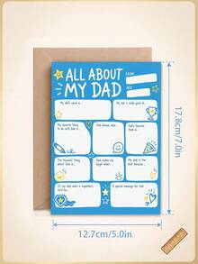 1/3pcs Personalized All About My Dad Fillable Greeting Card,Custom Text, Kids Handmade Gift For Dad, Meaningful Memory Keepsake Card - Multicolor - View 5