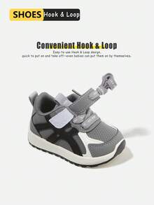 Unisex Toddler Color Block Mesh Casual Shoes, Baby Hook & Loop Breathable Non Slip Soft Sole Walking Sneakers (Size By Insole Length, Unit:Cm) - Grey - View 4