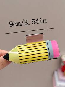 1pc Large 9cm/3.54in Pencil Shaped Personalized Interesting Hair Clip,Fashionable Versatile High-End Elegant Hair Accessory - Multicolor - View 3
