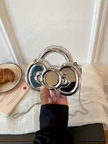 新款壓克力迷你時尚晚宴包 鍊條肩背斜跨包 - 銀色 - 查看 5