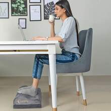 Ergonomic Foot Rest Under Desk At Work - Wavy Shaped Heel Support, Foam, Anti-Slip, Washable Cover - Office & Gaming Footrest, Back & Leg Pain Relief, Desk Foot Stool () - Blue - View 5