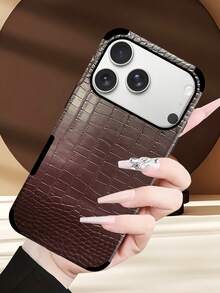 1pc Crocodile Pattern Microfiber Leather Soft Shockproof Anti-Drop Phone Soft Case With Speaker Hole Sound Redirection Design For Apple 17 Pro Max/16 Pro Max/16plus/13 ProMax/14 ProMax 13 14 11 12pro 11/15pro/18/18promax/Galaxy S24 Ultra, Holiday Gift - Burgundy - View 8