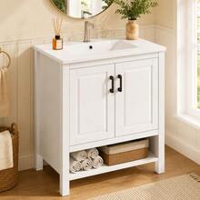 76.5 X 47 X 83 Cm, Freestanding Vanity, Fully Lacquered, Double-Door Cabinet, Storage In Various Sizes - 白色 - 查看 5