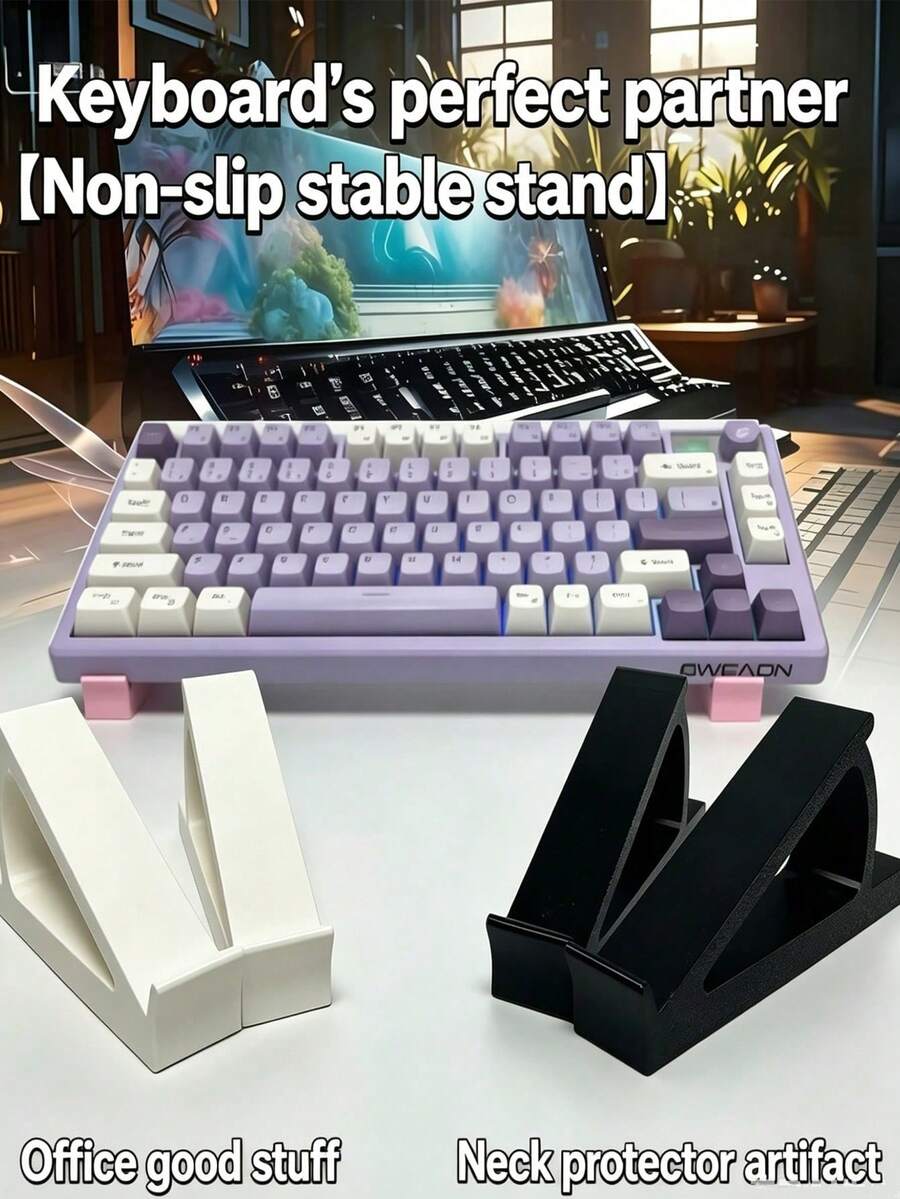 Ergonomic Tilted Angle, Effectively Reduces Hand Fatigue, Sturdy And Stable, Suitable For Remote Workers And Students, Durable Keyboard Stand, Keyboard Holder/Keyboard Riser, Room Decor, Office Desk Accessory - Multicolor - View 1