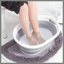 Silicone Foldable Laundry Basket , A Practical And Compact Clothes Hamper With Handles, Perfect For The Bathroom, Garden, And Camping. Easy To Store, Lightweight, And Durable, A Versatile Container For Home And Travel - Grayish White - View 7