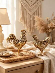 1 Peça Ornamento Vintage de Cobre do Zodíaco Chinês Galo em Par, Galo e Galinha Pet de Chá de Mesa, Colecionável de Ação de Graças, Presente Atencioso para Mulheres no Natal, Halloween e Aniversário - Vários estilos - Visão 3