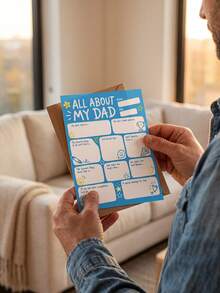 1/3pcs Personalized All About My Dad Fillable Greeting Card,Custom Text, Kids Handmade Gift For Dad, Meaningful Memory Keepsake Card - Multicolor - View 4