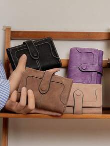 FOREVER MIYIN Dompet Kecil Lipat Tiga Wanita dengan Jahitan Vintage Matte, Pemblokir RFID, Banyak Slot Kartu, Jendela ID, Kantong Koin dengan Resleting, Tempat Kartu Harian - MultiWarna - View 11