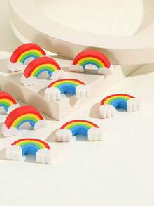 50pcs Rainbow Erasers, Fun Rainbow Erasers, Themed Erasers - Cute Erasers Perfect For Office, Home And Workplace Use. They Are Also Great As Prizes, Birthday Gifts And Perfect For Holiday And Themed Party Decorations. - Multicolor - View 3