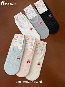 1/3/6 Pairs Women's Multi-Color Combination, Strawberry Embroidery, Autumn New Style, Knitted Breathable Fabric, Ins Style, Sweet Girl Style Invisible Boat Socks, Home, Commute, Party, Sports, School, Holiday Gift - Multicolor - View 16