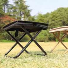 1pc Portable Folding Stool With Thickened Oxford Fabric Seat, Lightweight Metal Frame, Travel Camping Handheld Stool - Multicolor - View 5