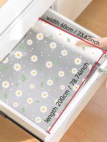 1 Roll EVA Material Fresh Daisy Camellia Pattern Waterproof Drawer Liner, Multi-Purpose Cabinet Drawer Liner Suitable For Kitchen, Storage Cabinet, Refrigerator, Shelves, Lining - Flower Pattern - View 24