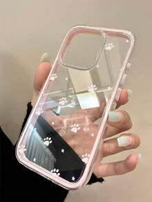 Casing Ponsel Kartun Lucu Motif Jejak Kaki Kucing, Kompatibel dengan Apple 17/16/15 Pro Max, 14/13/12/11, Transparan, Perlindungan Penuh - Baby Blue - View 4