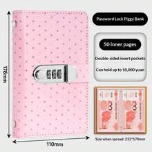 1pc Piggy Bank With Password Lock, 6 Color Options, Transparent Layer For Checking Deposit Amount, Comes With Cute Savings Diary Notebook, Perfect Gift For Friends, Family Or Girlfriend - Compact & Portable, Large Capacity, Multi-Pocket Retro Style Long Wallet, Suitable For Daily Use, Can Be Used As A Coin Purse - A - View 16