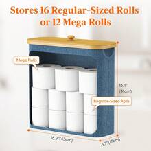 Lifewit Toilet Paper Storage Holder For 12 To 16 Rolls, Free Standing Toilet Paper Basket Stand With Bamboo Lid, Collapsible Fabric Bathroom - ColorC - View 3