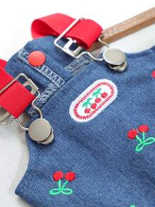 PETCIRCLE 1件寵物衣服 小狗幼犬貓用 可愛甜美風刺繡櫻桃圖案無袖背心裙 - 彩色 - 查看 5