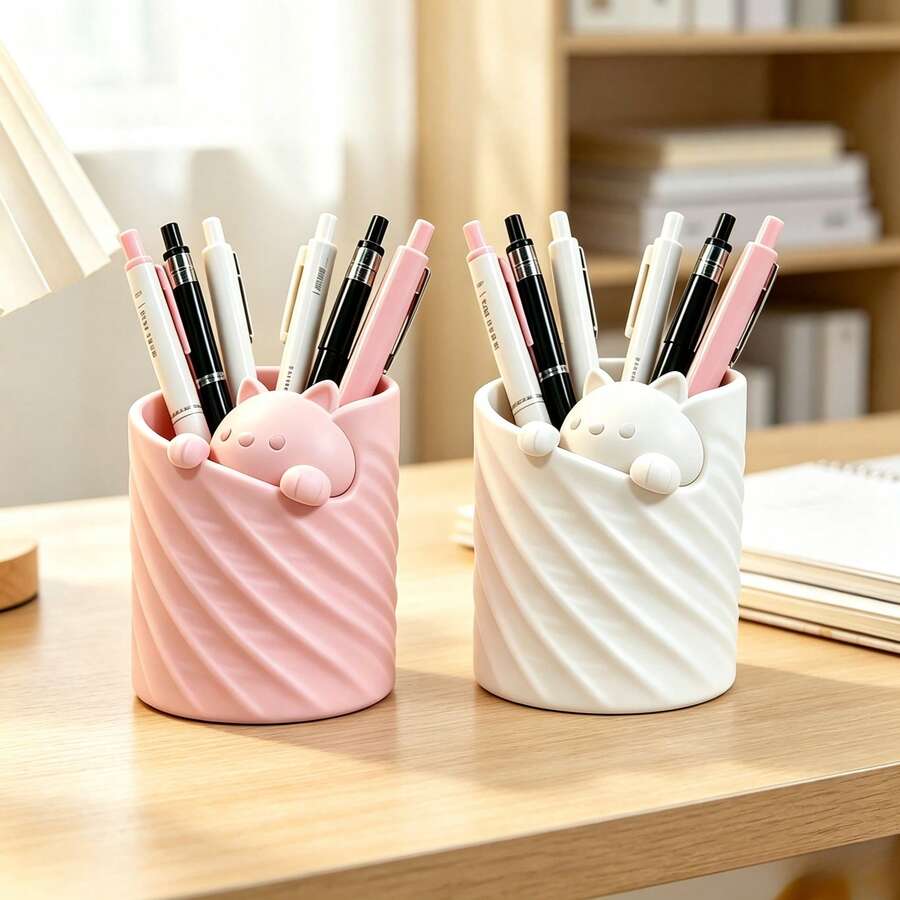 1 cái giá cắm bút hình mèo dễ thương in 3D, phù hợp để lưu trữ văn phòng phẩm cho học sinh và đồ dùng văn phòng, thiết kế sáng tạo trang trí nhà cửa, dùng cho gia đình để đựng cọ trang điểm, chậu trồng cây mọng nước và các mục đích khác, cũng là món quà nhỏ lý tưởng - A - Xem 1